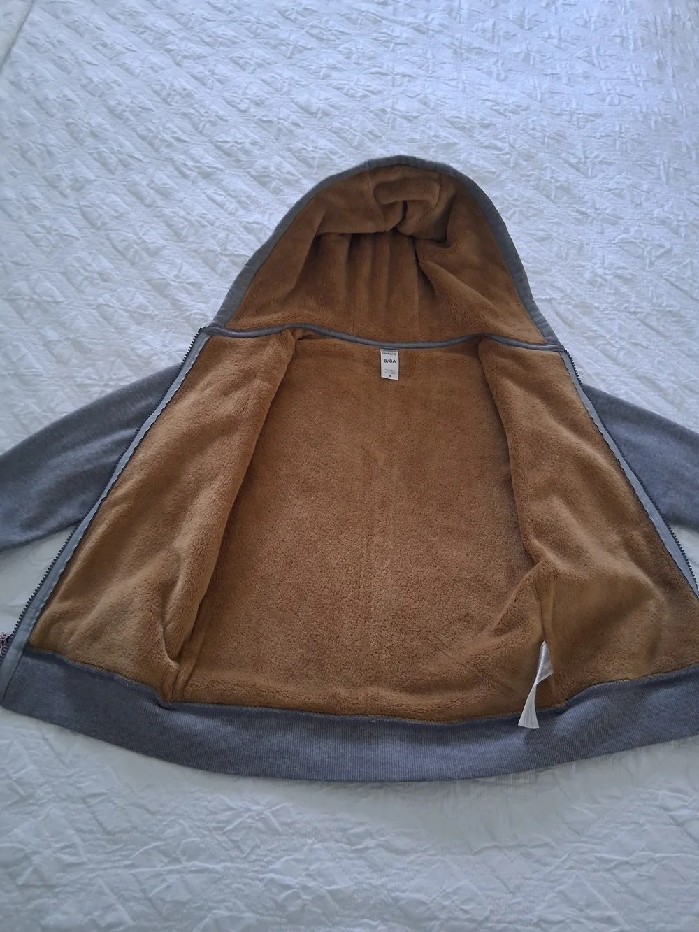 Carter's  Boy's Gray Hooded Zip-Up Sweatshirt Size 8 Years Cozy Outdoors School